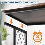 Scrivania Pieghevole con Rotelle da 80 cm, Nessun Montaggio, Carrello a 3 Ripiani in Filo Metallico, Tavolino Portatile con Ruote Bloccabili per Cucina Soggiorn