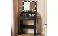DEXYLLO Small Vanity Desk with Mirror and Lights, Makeup Vanity with Storage Drawer, Compact Vanity Table with 3 Color Lighting Modes, Black