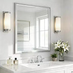 Specchio da bagno 30x40, specchio rettangolare, antiruggine, montaggio a parete verticale o orizzontale, moderno, sopra lavandino, cornice in alluminio