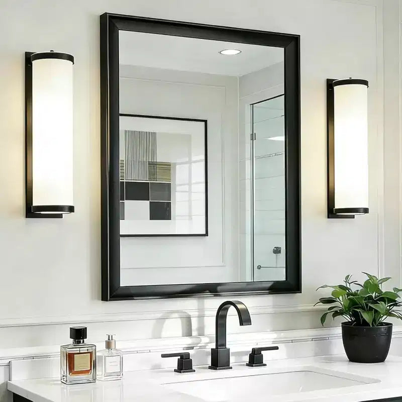 Specchio da bagno 30x40, specchio rettangolare, antiruggine, montaggio a parete verticale o orizzontale, moderno, sopra lavandino, cornice in alluminio