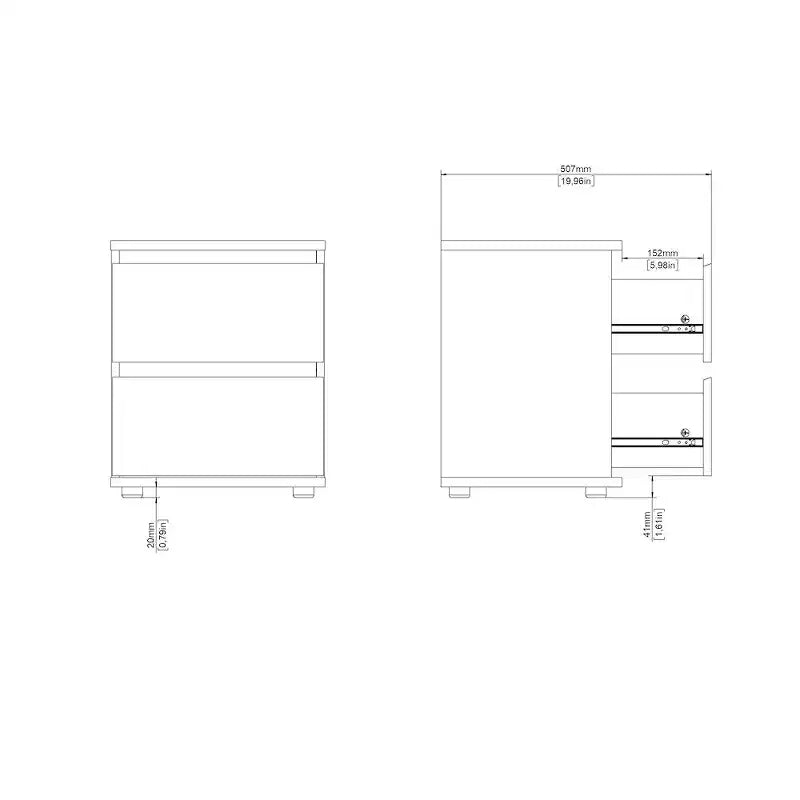 Tvilum, comodino Aurora a 2 cassetti, Jackson Hickory