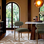 Meridian Furniture Riccio Olive, Sedie da Pranzo Laterali Imbottite in Tessuto Performance, Set da 2