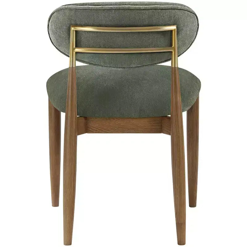 Meridian Furniture Riccio Olive, Sedie da Pranzo Laterali Imbottite in Tessuto Performance, Set da 2