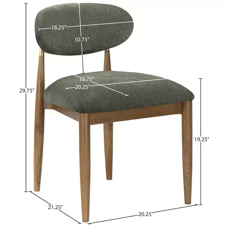 Meridian Furniture Riccio Olive, Sedie da Pranzo Laterali Imbottite in Tessuto Performance, Set da 2