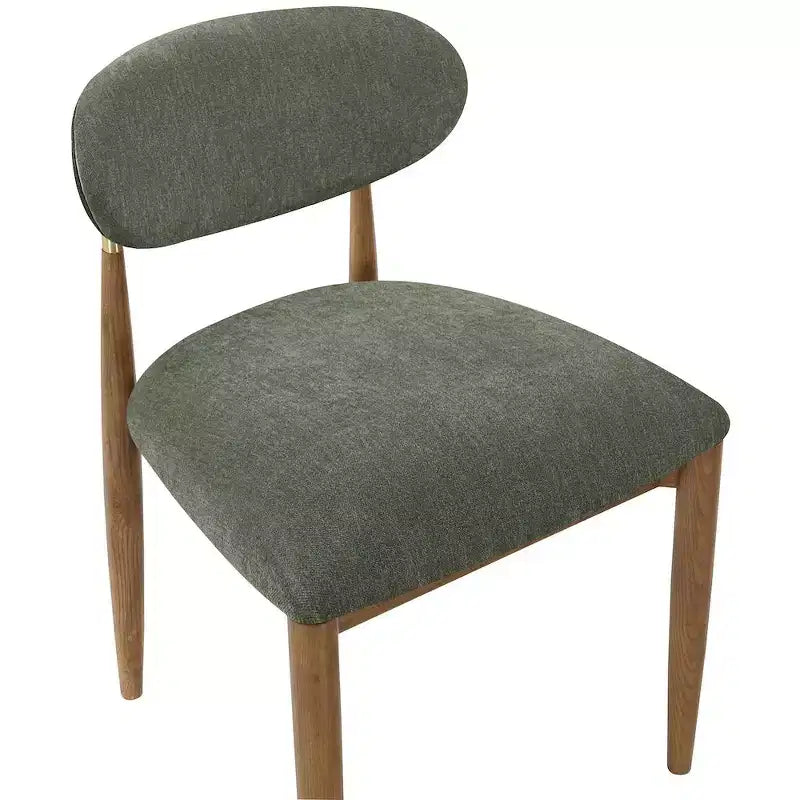 Meridian Furniture Riccio Olive, Sedie da Pranzo Laterali Imbottite in Tessuto Performance, Set da 2
