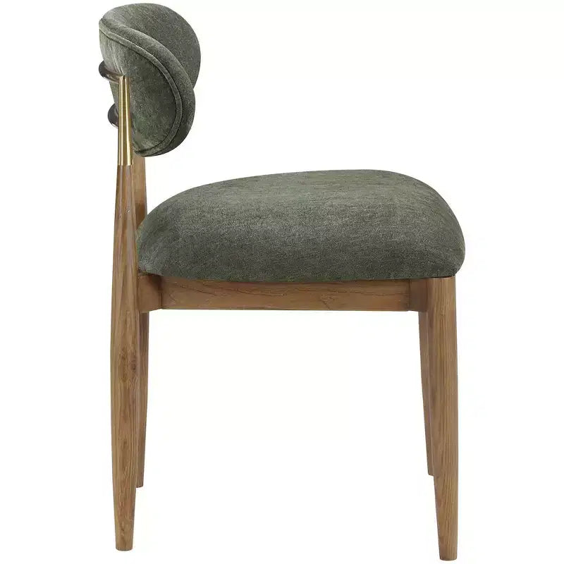 Meridian Furniture Riccio Olive, Sedie da Pranzo Laterali Imbottite in Tessuto Performance, Set da 2