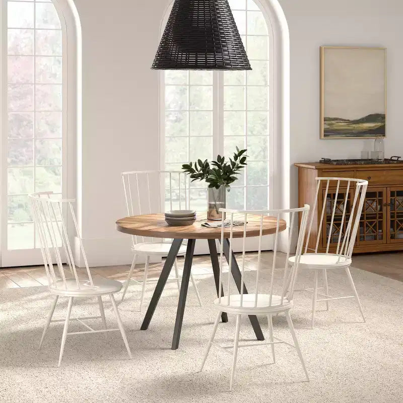 Tavolo da pranzo rotondo Jolana 45 in rovere con ripiano nero e set - iNSPIRE Q