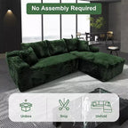 MooxvMoo Divani componibili 107.5, Divano compresso a forma di L con seduta profonda, cuscino decorativo, chaise longue per soggiorno, Verde