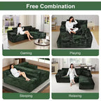 MooxvMoo Divani componibili 107.5, Divano compresso a forma di L con seduta profonda, cuscino decorativo, chaise longue per soggiorno, Verde