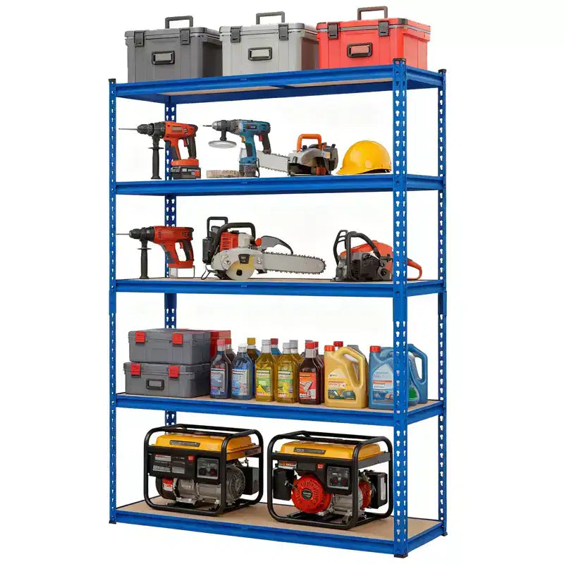 Scaffale per garage per impieghi gravosi, unità di stoccaggio a 5 ripiani, scaffalatura regolabile in metallo, capacità 900-1100 kg, organizzatore autoportante per cantina