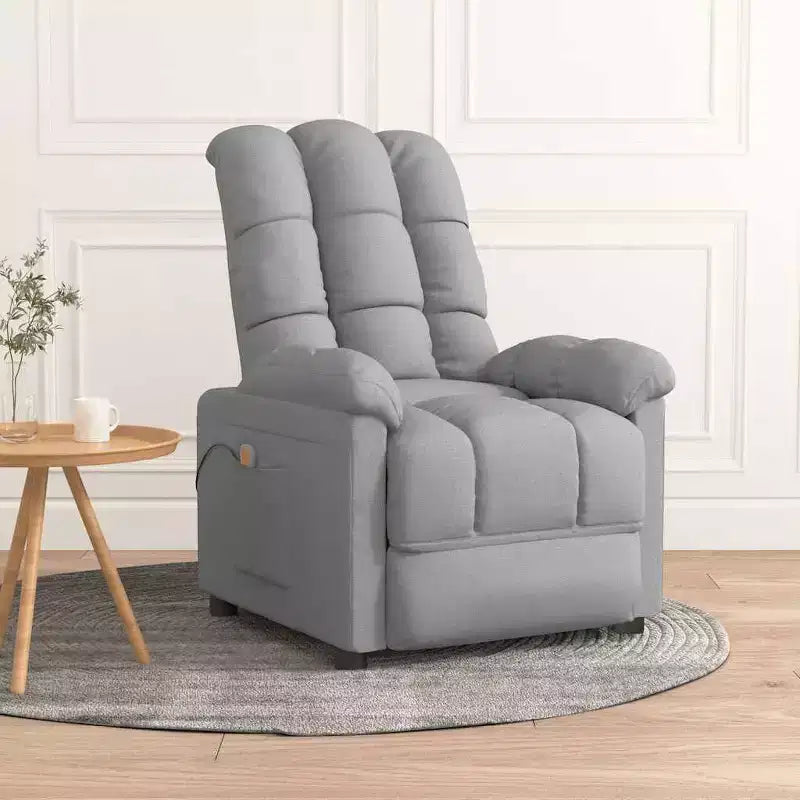 vidaXL Poltrona massaggiante Grigio chiaro Tessuto (100% poliestere), Legno, Metallo