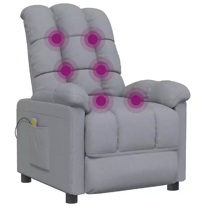 vidaXL Poltrona massaggiante Grigio chiaro Tessuto (100% poliestere), Legno, Metallo