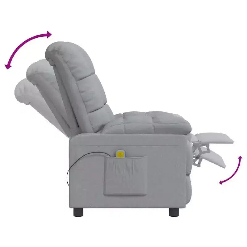 vidaXL Poltrona massaggiante Grigio chiaro Tessuto (100% poliestere), Legno, Metallo