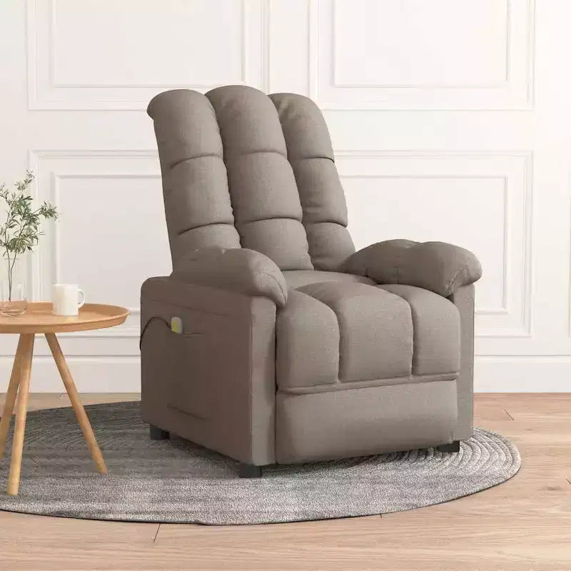 vidaXL Poltrona massaggiante Grigio chiaro Tessuto (100% poliestere), Legno, Metallo