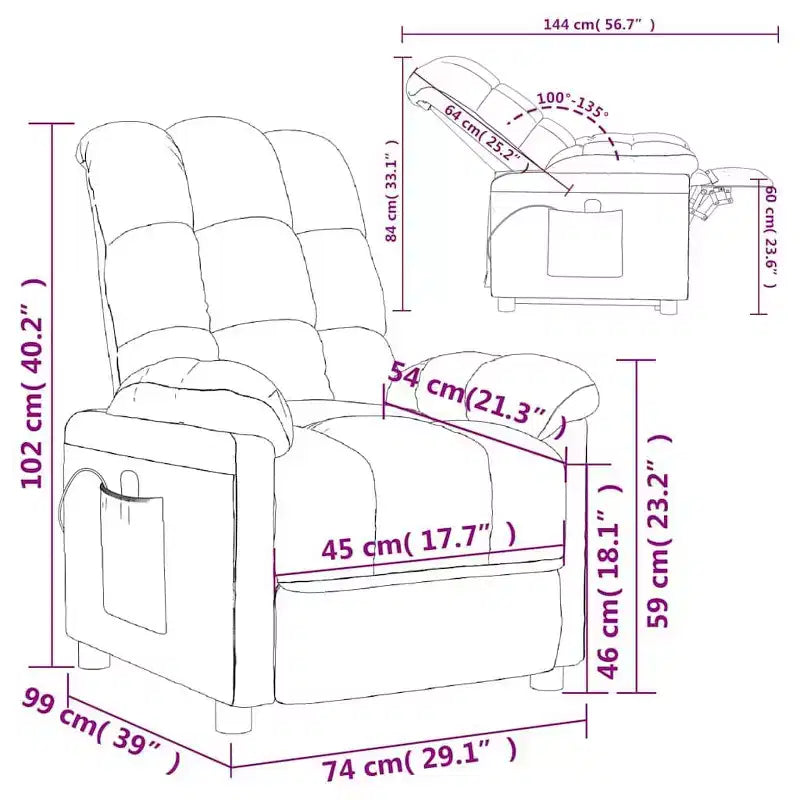 vidaXL Poltrona massaggiante Grigio chiaro Tessuto (100% poliestere), Legno, Metallo