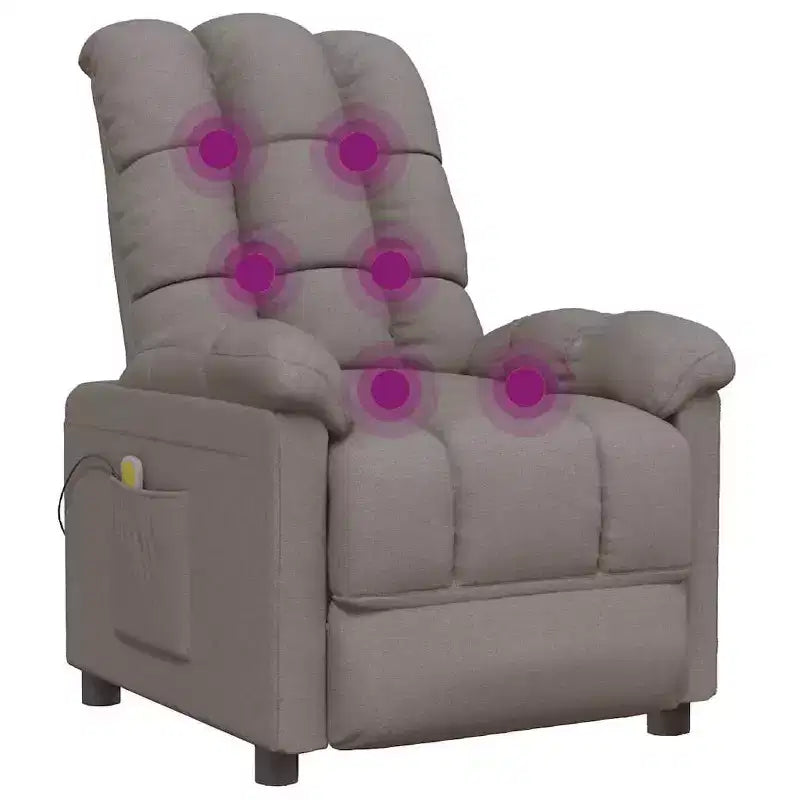 vidaXL Poltrona massaggiante Grigio chiaro Tessuto (100% poliestere), Legno, Metallo