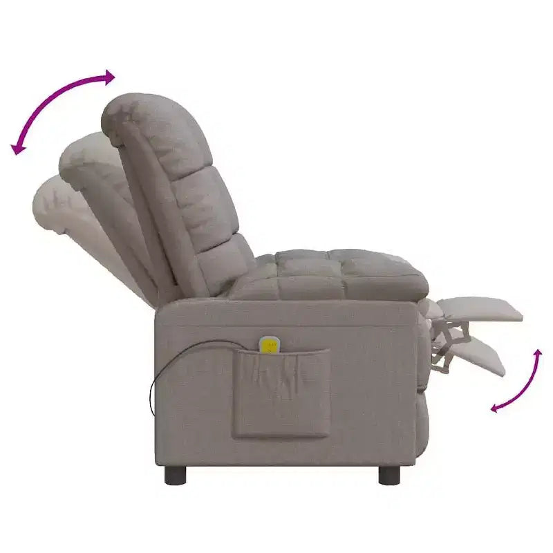 vidaXL Poltrona massaggiante Grigio chiaro Tessuto (100% poliestere), Legno, Metallo