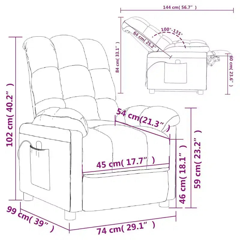 vidaXL Poltrona massaggiante Grigio chiaro Tessuto (100% poliestere), Legno, Metallo