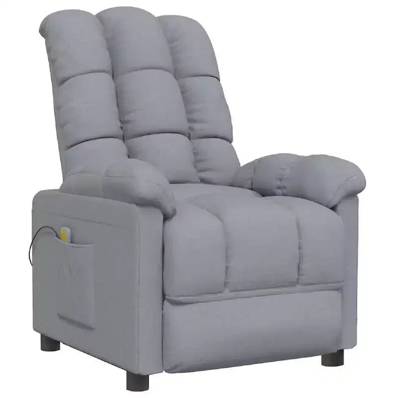 vidaXL Poltrona massaggiante Grigio chiaro Tessuto (100% poliestere), Legno, Metallo