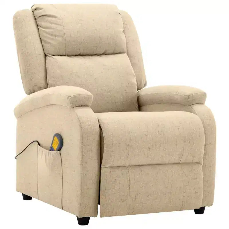 vidaXL Poltrona massaggiante elettrica crema 100% poliestere, metallo Standard