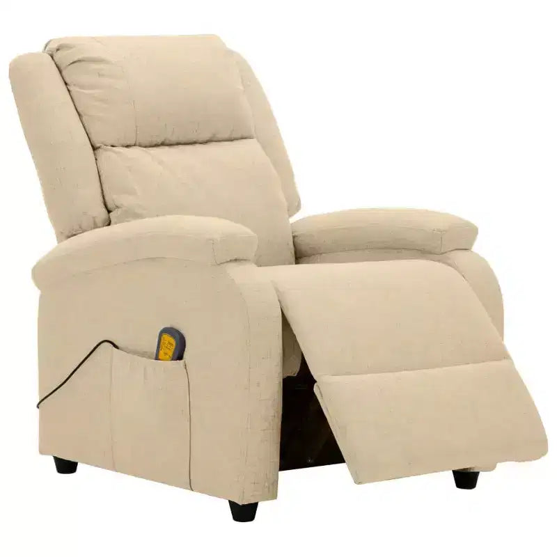 vidaXL Poltrona massaggiante elettrica crema 100% poliestere, metallo Standard