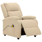 vidaXL Poltrona massaggiante elettrica crema 100% poliestere, metallo Standard