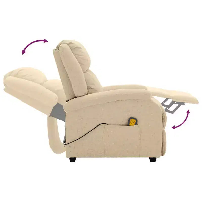 vidaXL Poltrona massaggiante elettrica crema 100% poliestere, metallo Standard