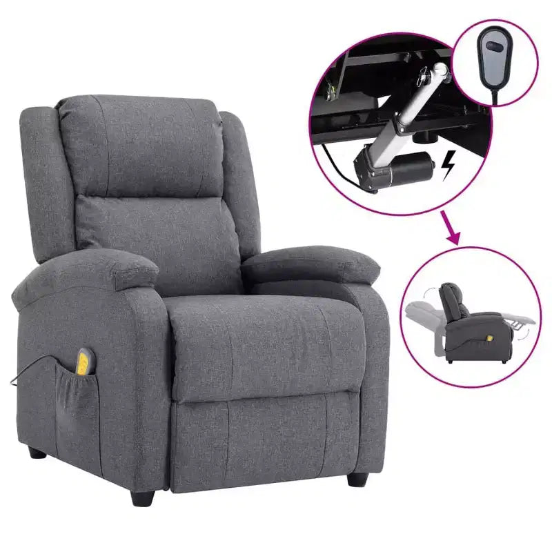 vidaXL Poltrona massaggiante elettrica crema 100% poliestere, metallo Standard