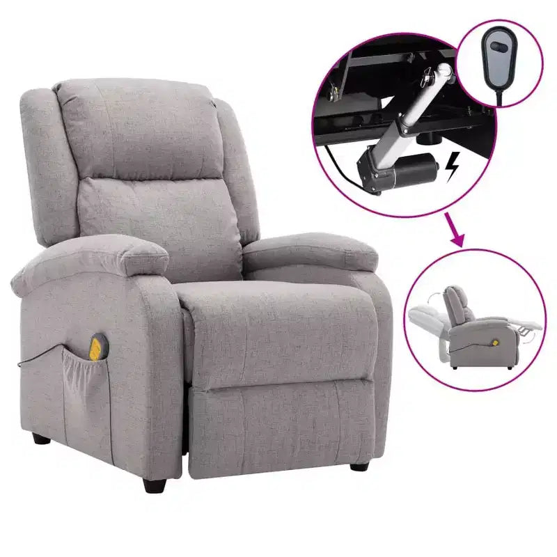 vidaXL Poltrona massaggiante elettrica crema 100% poliestere, metallo Standard