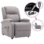 vidaXL Poltrona massaggiante elettrica crema 100% poliestere, metallo Standard