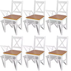 vidaXL Dining Chair Set of 2 White Solid Pine Wood 33.1 inches tall