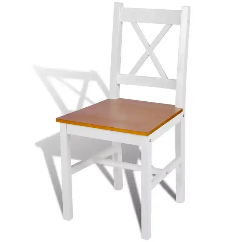 vidaXL Sedie da Pranzo 2 pz Bianco Legno Massello di Pino 84 cm