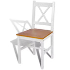 vidaXL Sedie da Pranzo 2 pz Bianco Legno Massello di Pino 84 cm