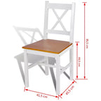 vidaXL Sedie da Pranzo 2 pz Bianco Legno Massello di Pino 84 cm