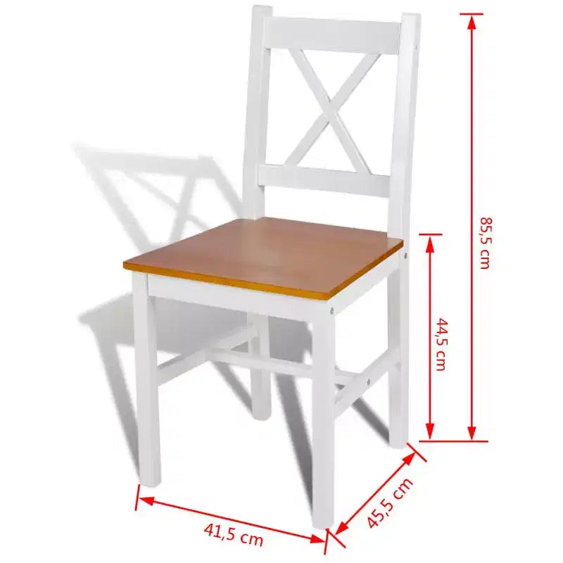 vidaXL Sedie da Pranzo 2 pz Bianco Legno Massello di Pino 84 cm