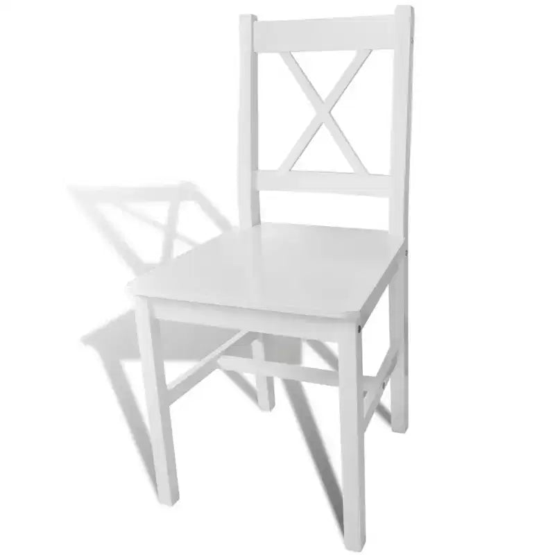 vidaXL Sedie da Pranzo 2 pz Bianco Legno Massello di Pino 84 cm