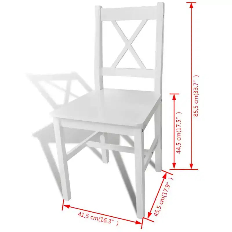 vidaXL Sedie da Pranzo 2 pz Bianco Legno Massello di Pino 84 cm
