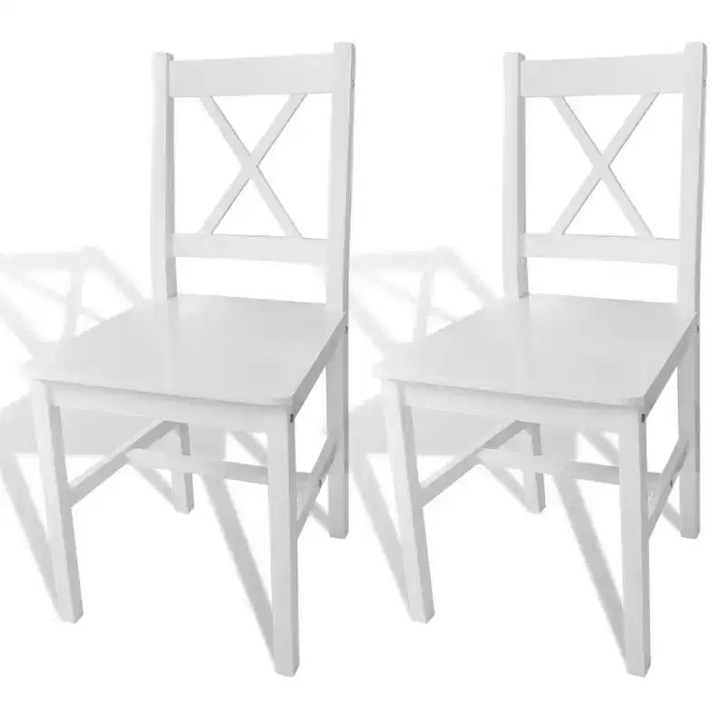 vidaXL Sedie da Pranzo 2 pz Bianco Legno Massello di Pino 84 cm