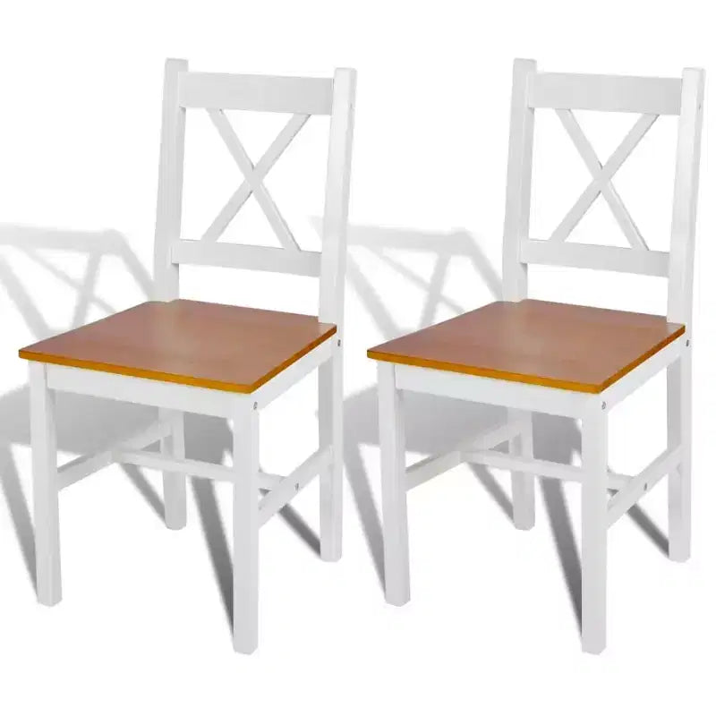 vidaXL Sedie da Pranzo 2 pz Bianco Legno Massello di Pino 84 cm