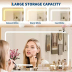 Mobile toeletta per trucco con specchio a LED, presa elettrica e 10 cassetti, set tavolo da toeletta con sgabello 3 modalità di illuminazione per camera da letto