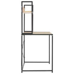 vidaXL Scrivania per computer in legno ingegnerizzato nero e rovere e metallo verniciato a polvere