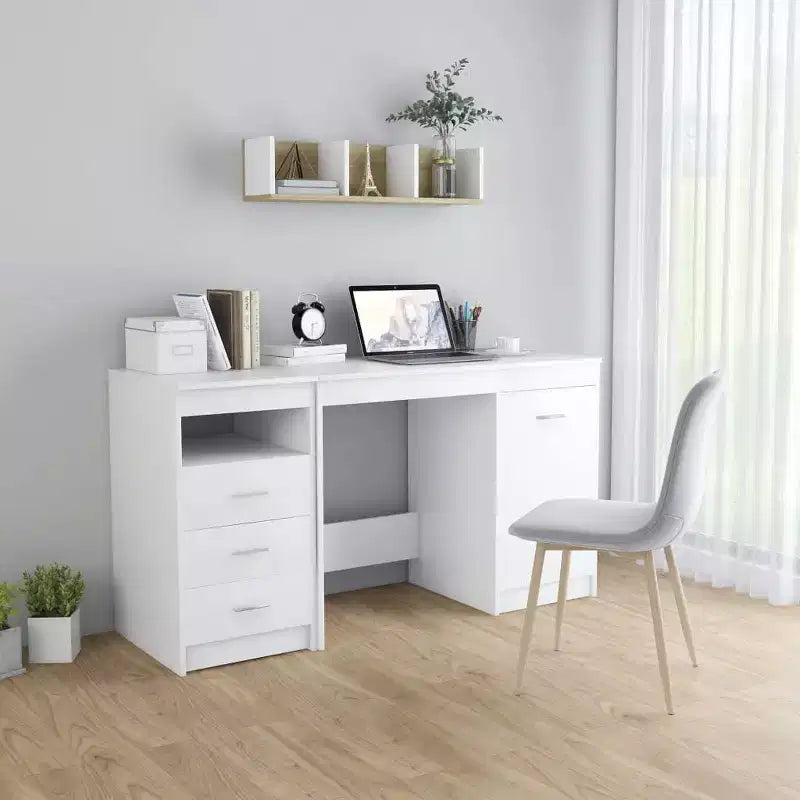 vidaXL Scrivania bianca Legno multistrato 140x50x76 cm Scomparto