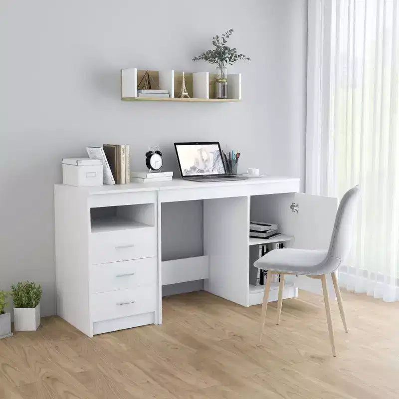 vidaXL Scrivania bianca Legno multistrato 140x50x76 cm Scomparto