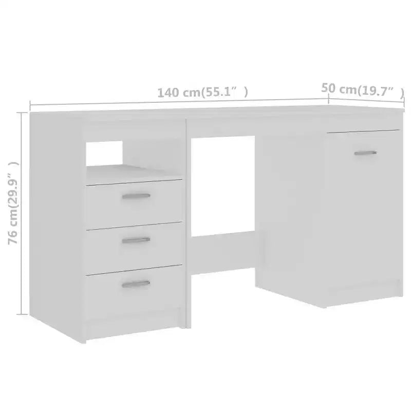 vidaXL Scrivania bianca Legno multistrato 140x50x76 cm Scomparto