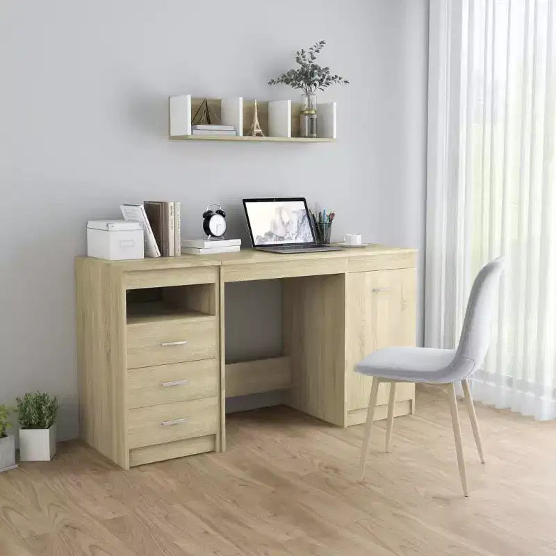 vidaXL Scrivania bianca Legno multistrato 140x50x76 cm Scomparto