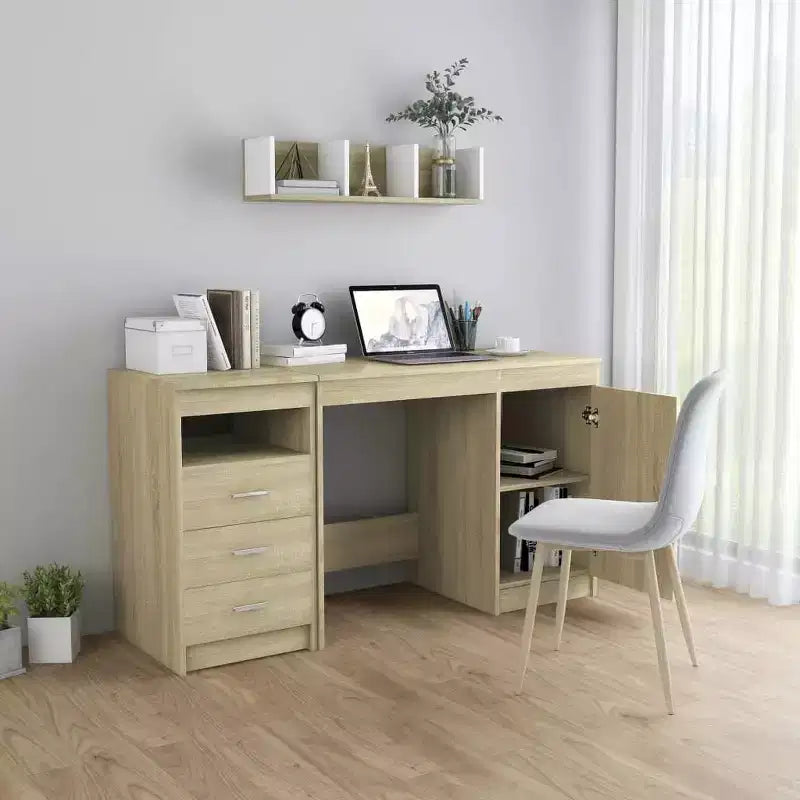 vidaXL Scrivania bianca Legno multistrato 140x50x76 cm Scomparto