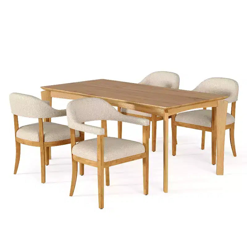 Christopher Knight Home Harrison Set da pranzo a 5 pezzi in legno stile moderno di metà secolo con 4 sedie imbottite con braccioli