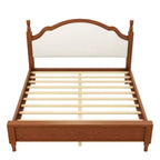 Letto a piattaforma in legno Polibi con testiera imbottita