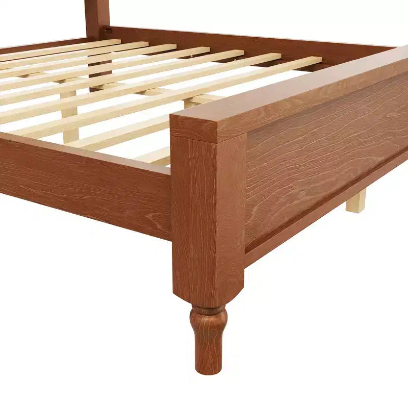 Letto a piattaforma in legno Polibi con testiera imbottita