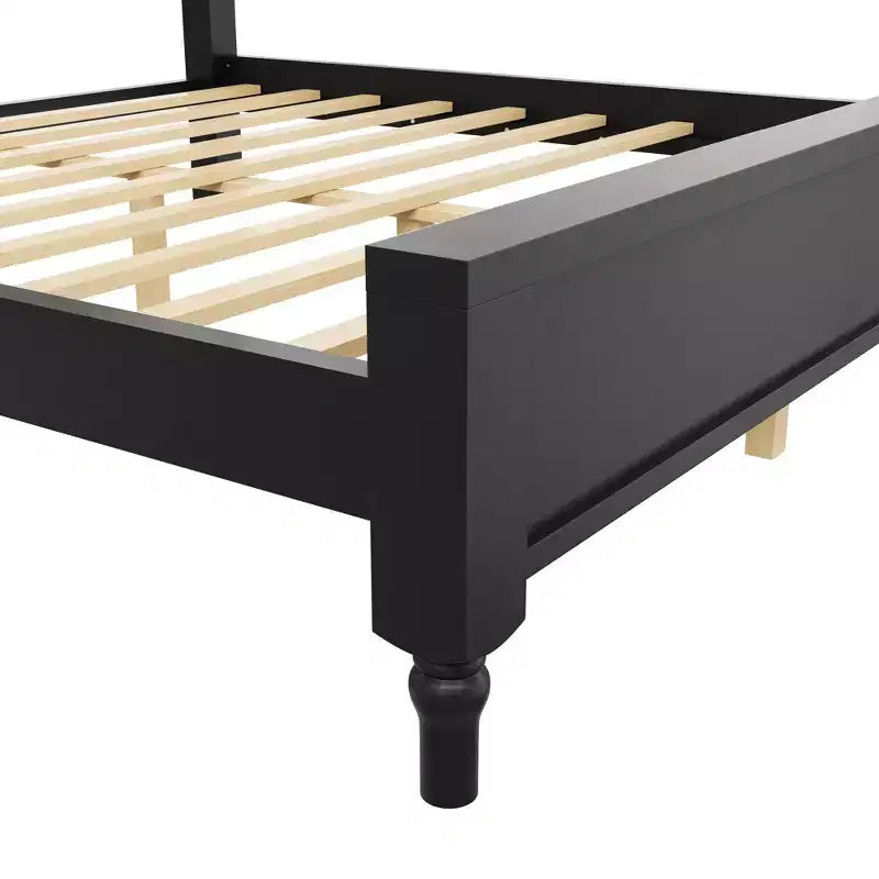 Letto a piattaforma in legno Polibi con testiera imbottita